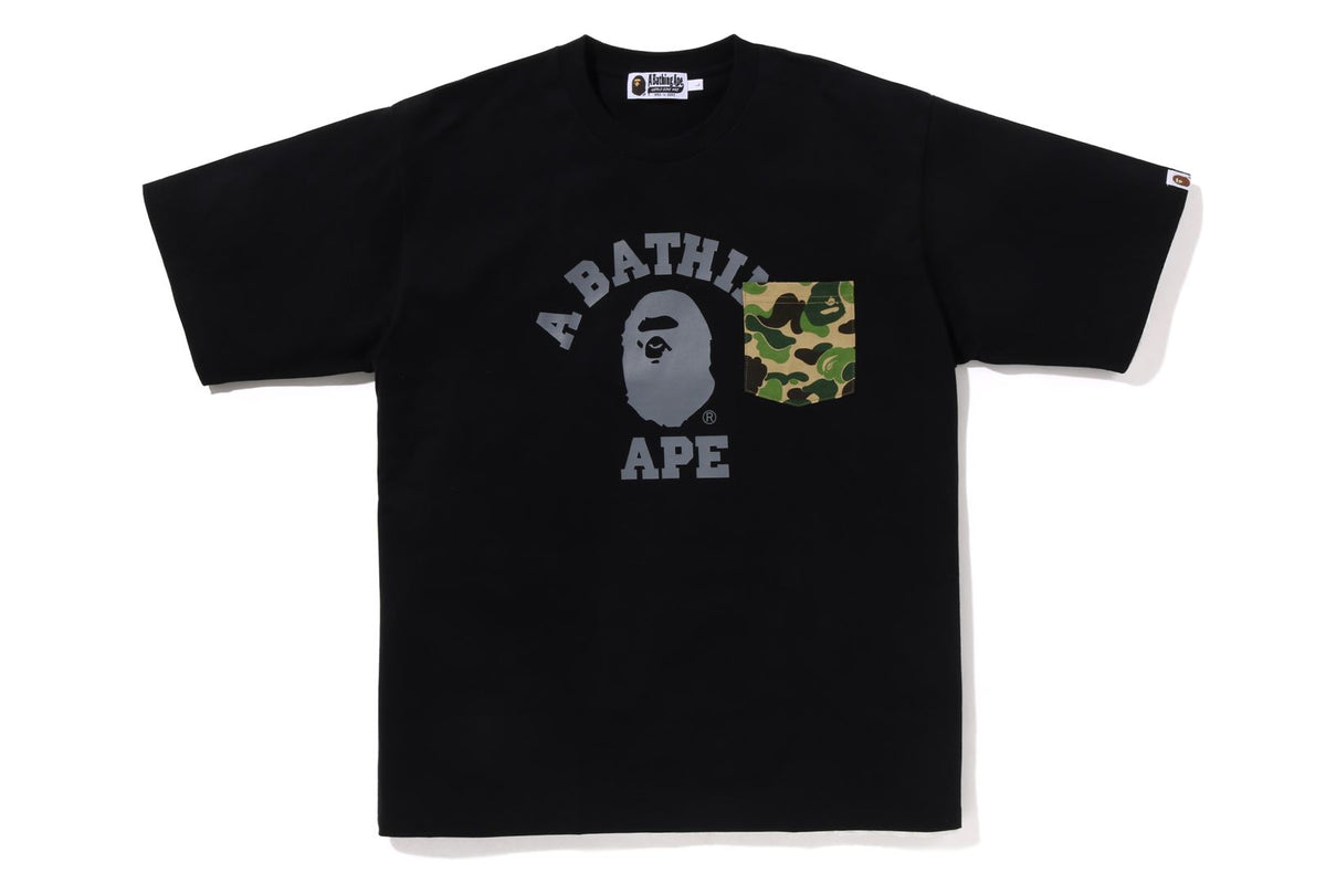 BAPE MENS ABC CAMO COLLEGE POCKET RELAXED T-SHIRT