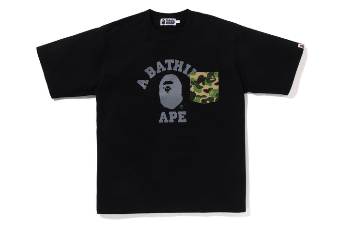 BAPE MENS ABC CAMO COLLEGE POCKET RELAXED T-SHIRT
