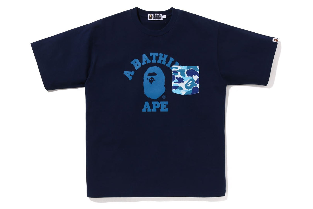 BAPE MENS ABC CAMO COLLEGE POCKET RELAXED T-SHIRT