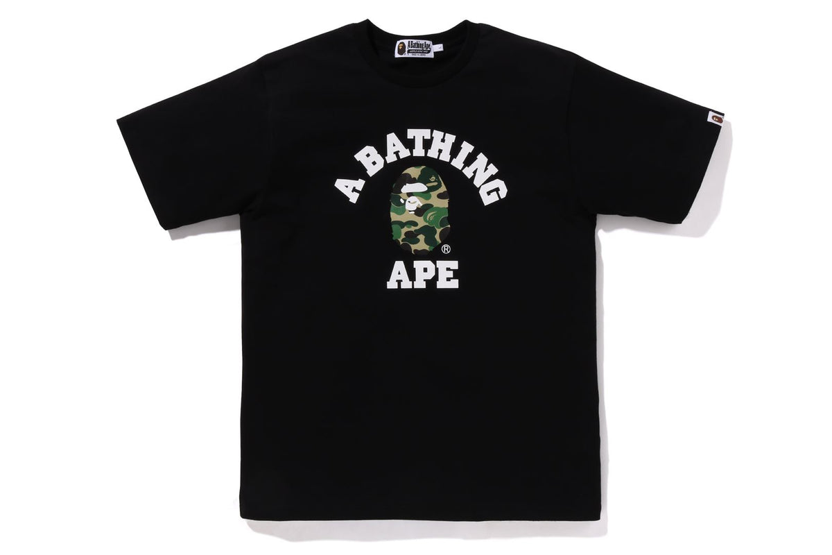 BAPE MENS ABC CAMO COLLEGE ORGANIC COTTON TEE