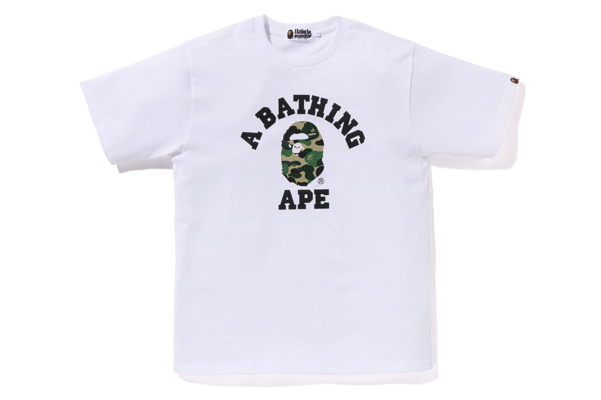 BAPE MENS ABC CAMO COLLEGE ORGANIC COTTON TEE