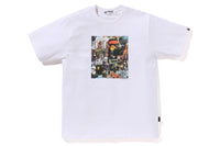 BAPE MENS COTTON PRINTED FLYER PATTERN T-SHIRT