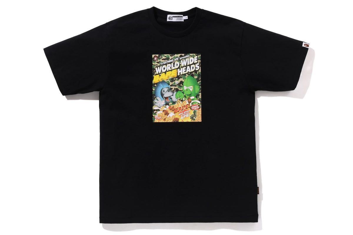 BAPE MENS COTTON PRINTED HEADS FLYER T-SHIRT