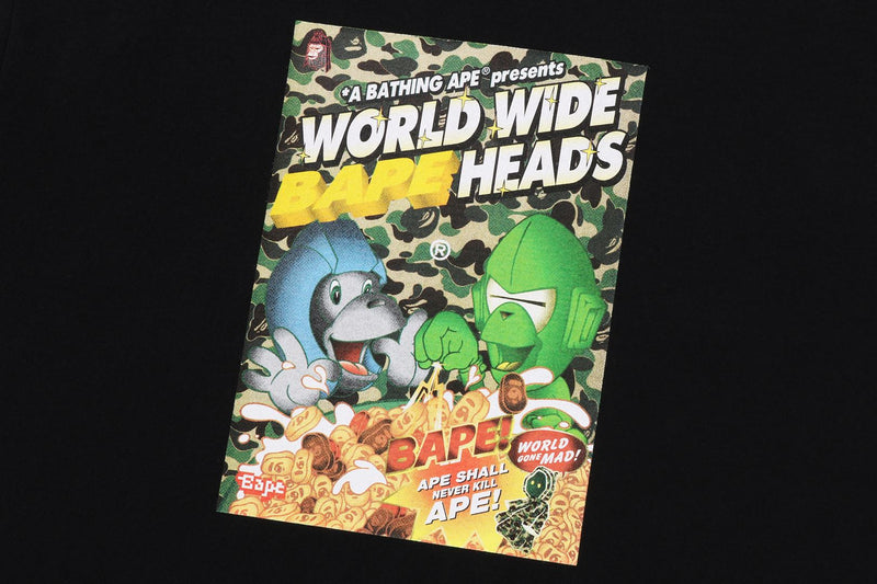 BAPE MENS COTTON PRINTED HEADS FLYER T-SHIRT