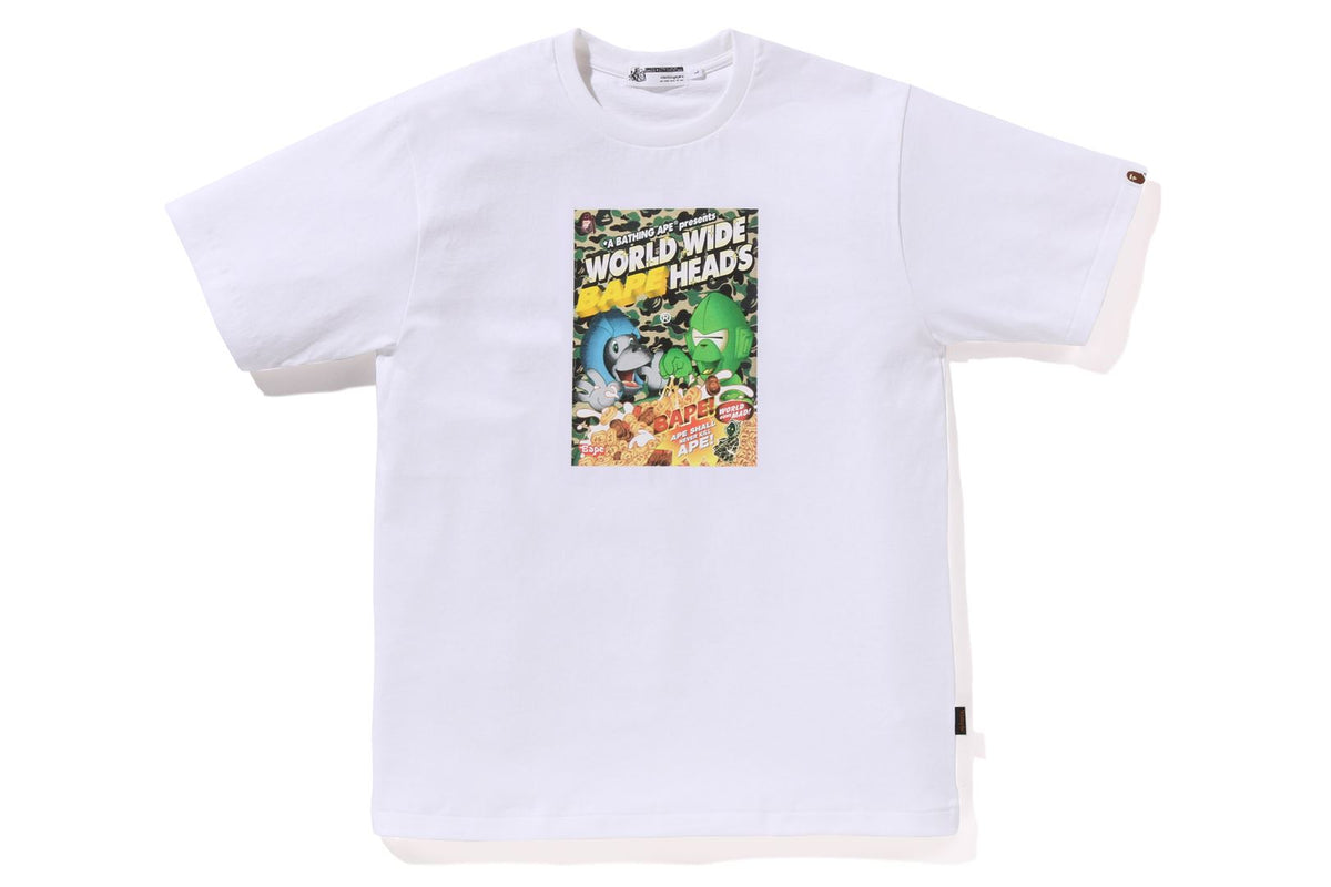 BAPE MENS COTTON PRINTED HEADS FLYER T-SHIRT