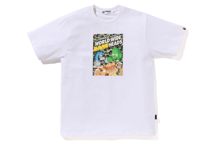 BAPE MENS COTTON PRINTED HEADS FLYER T-SHIRT