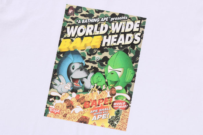 BAPE MENS COTTON PRINTED HEADS FLYER T-SHIRT