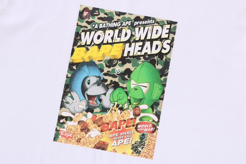 BAPE MENS COTTON PRINTED HEADS FLYER T-SHIRT