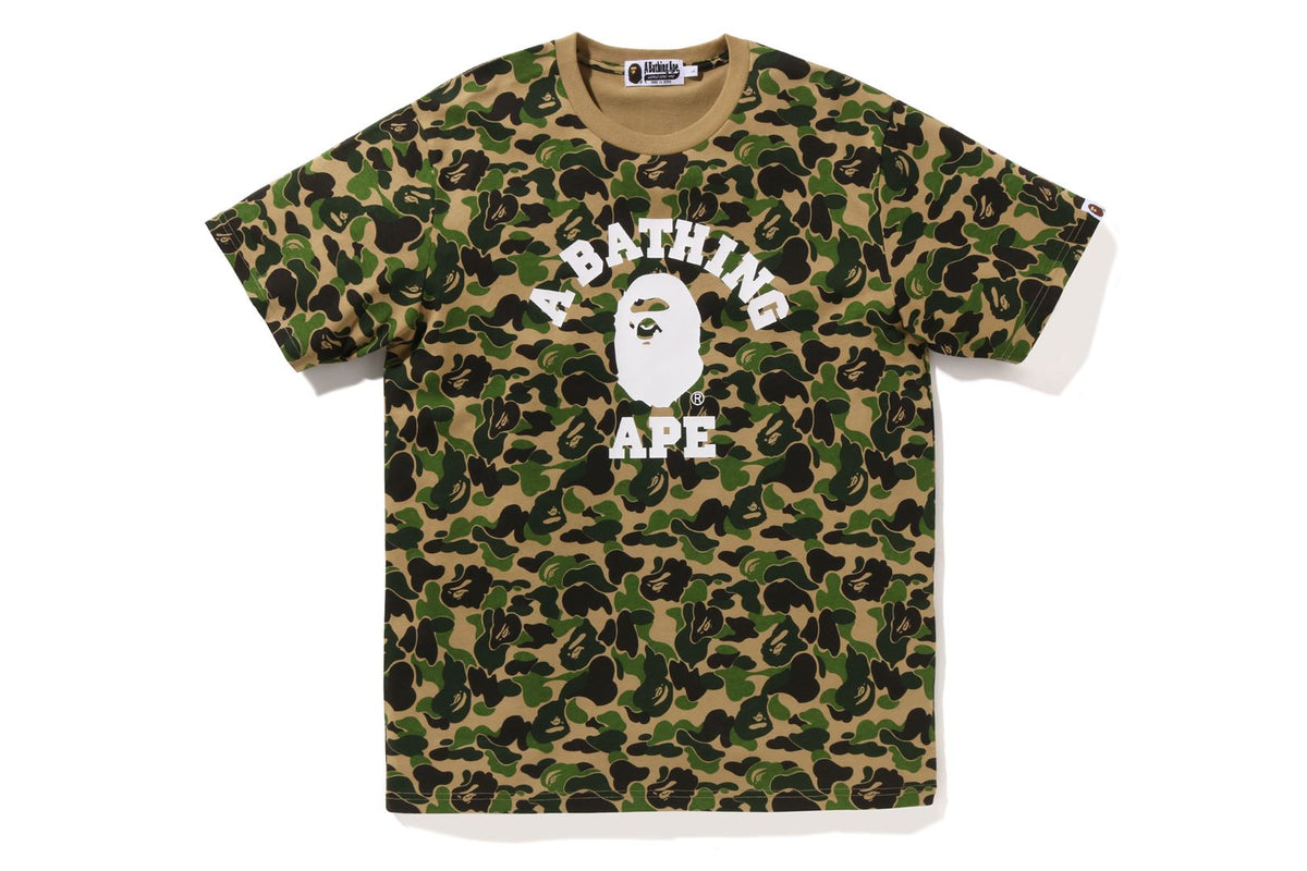 BAPE MENS ABC CAMO COLLEGE TEE