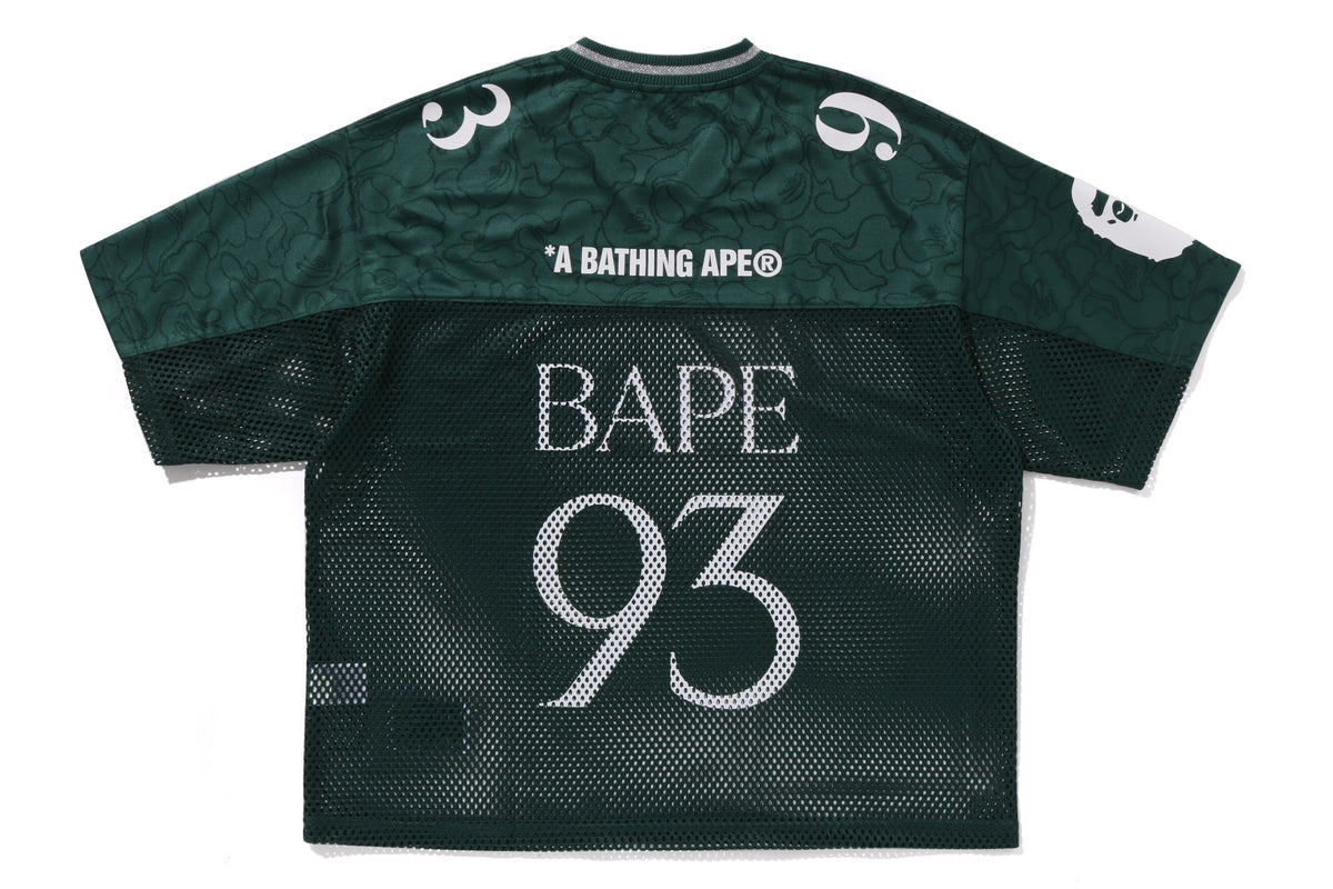 BAPE MENS LINE CAMO MULTI LOGO RELAXED FIT FOOTBALL JERSEY