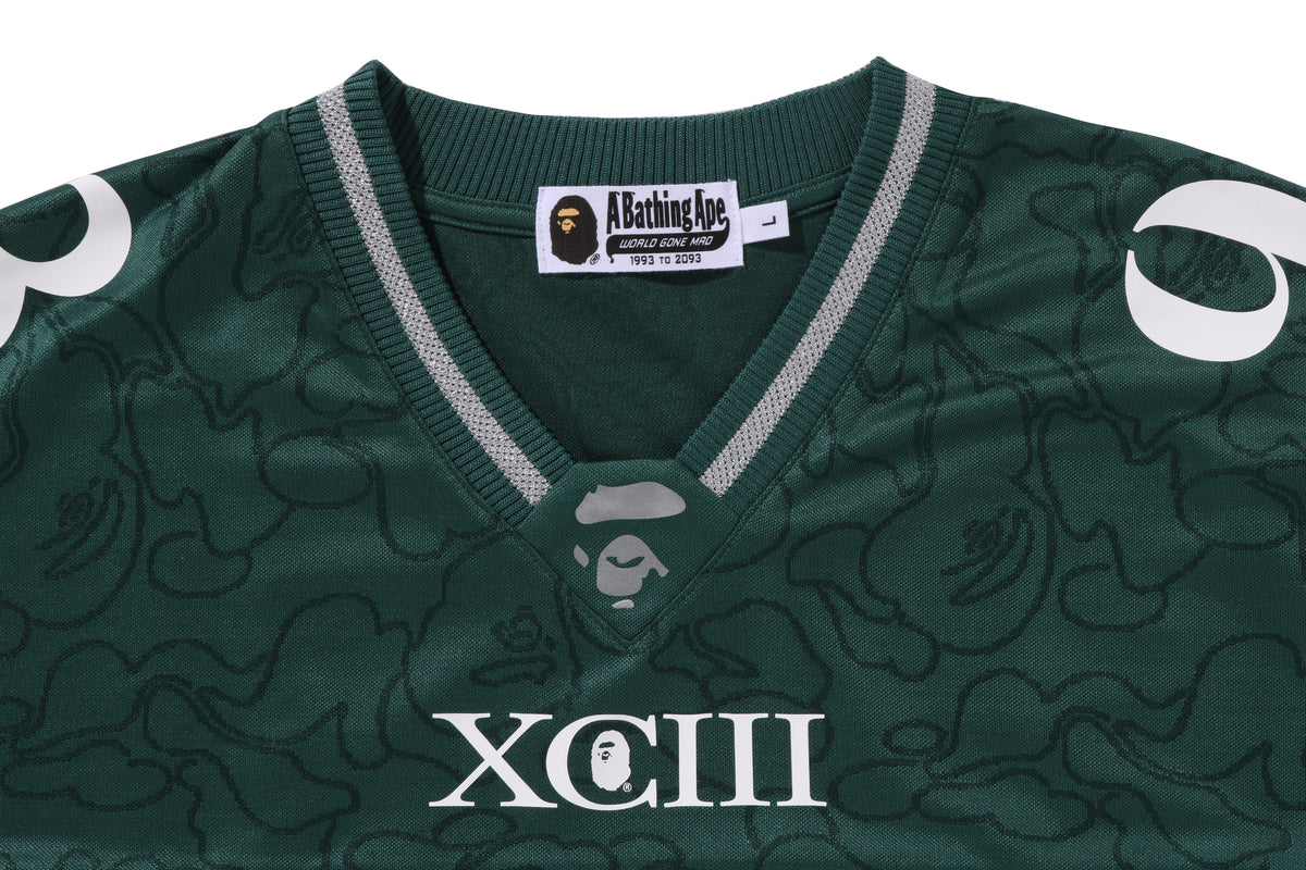 BAPE MENS LINE CAMO MULTI LOGO RELAXED FIT FOOTBALL JERSEY