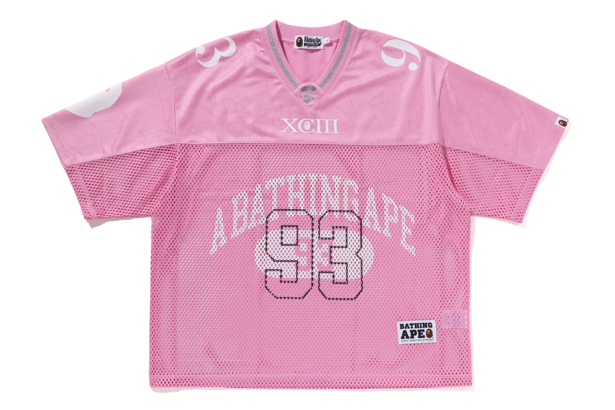 BAPE MENS LINE CAMO MULTI LOGO RELAXED FIT FOOTBALL JERSEY