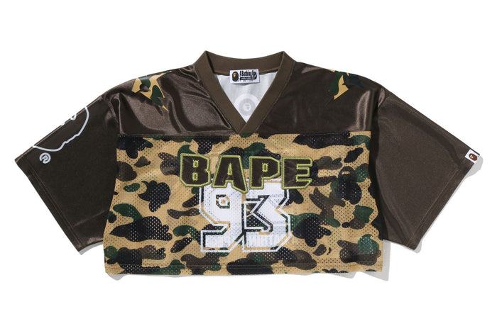 1ST CAMO BAPE CROPPED FOOTBALL TEE LADIES