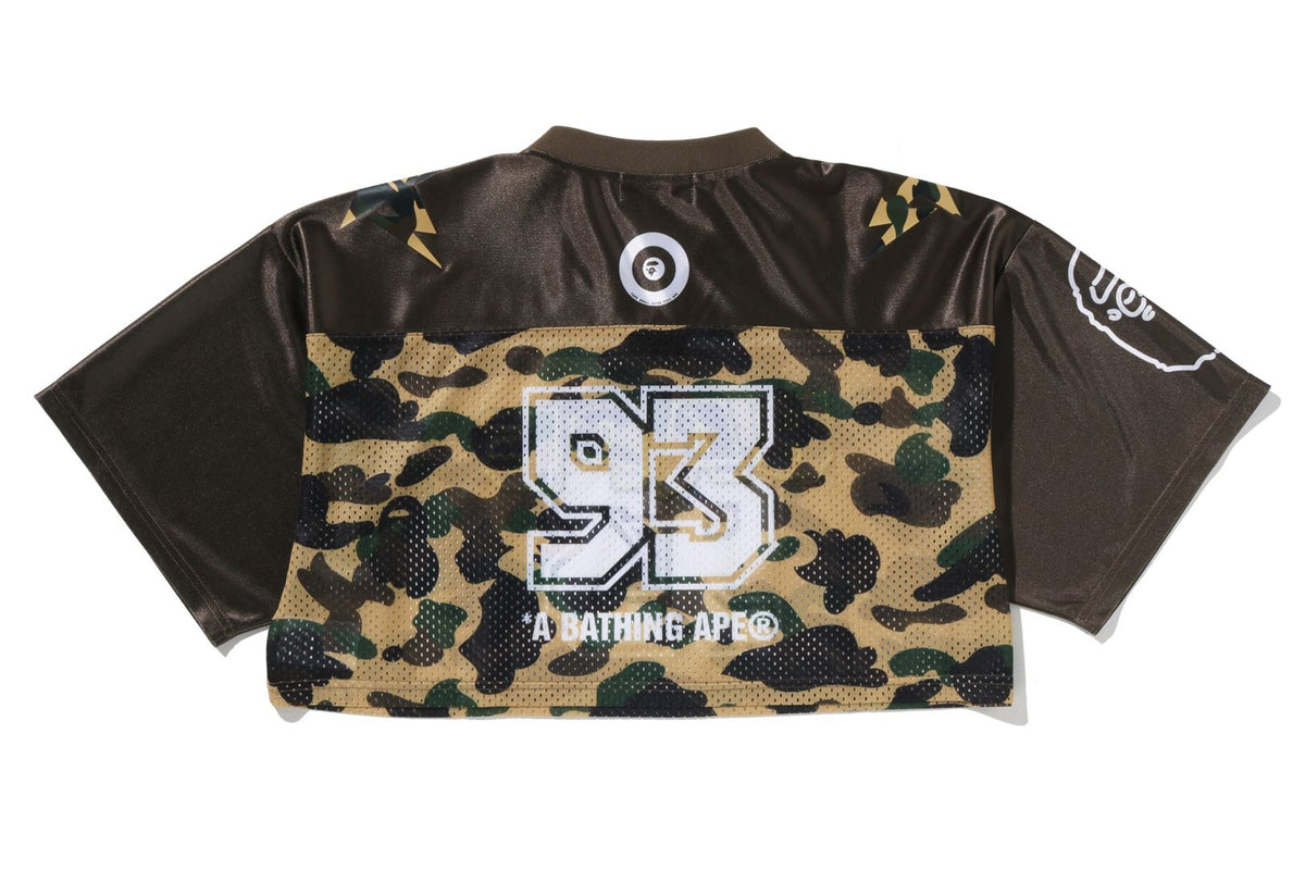 1ST CAMO BAPE CROPPED FOOTBALL TEE LADIES