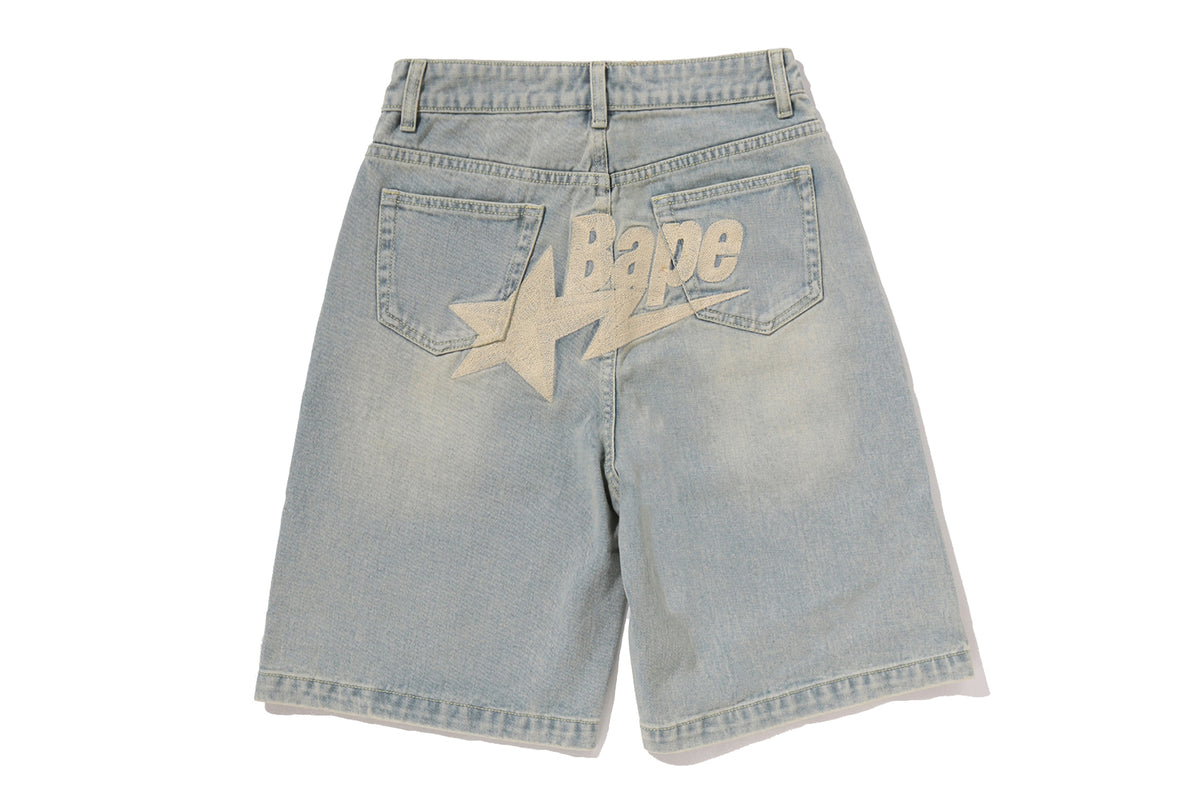 BAPE STA LOGO DENIM JORTS LADIES