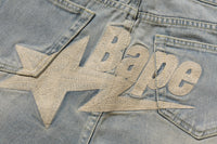 BAPE STA LOGO DENIM JORTS LADIES