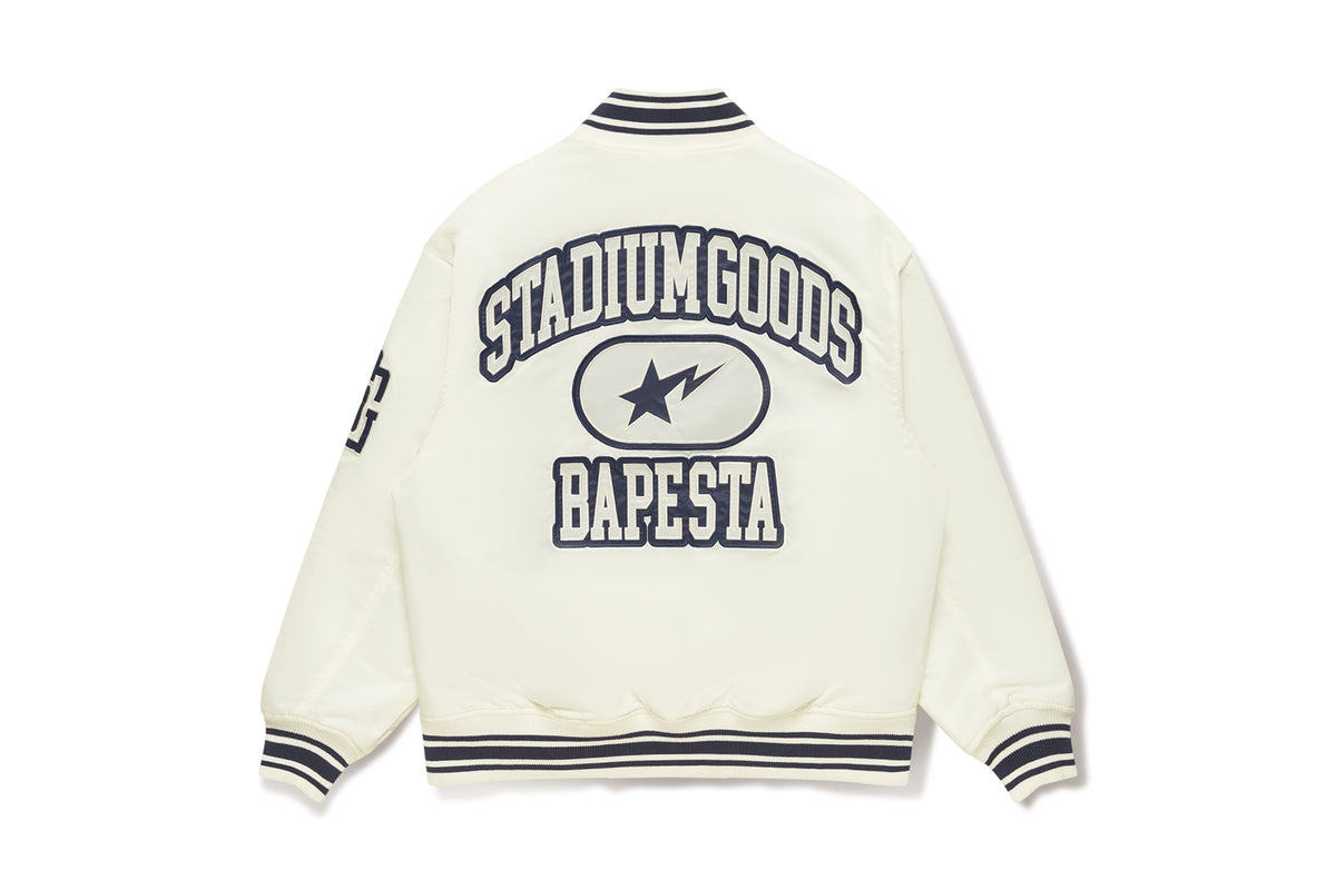 BAPE X STADIUM GOODS CONTRAST STRIPE VARSITY JACKET MENS