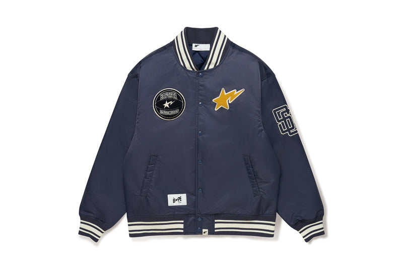 BAPE X STADIUM GOODS CONTRAST STRIPE VARSITY JACKET MENS