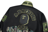 BAPE X JEFF HAMILTON MENS GOAT LEATHER COLOURBLOCK LONG SLEEVE JACKET