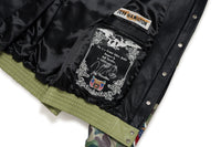 BAPE X JEFF HAMILTON MENS GOAT LEATHER COLOURBLOCK LONG SLEEVE JACKET