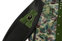 BAPE X JEFF HAMILTON GOAT LEATHER COLOURBLOCK LONG SLEEVE JACKET MENS