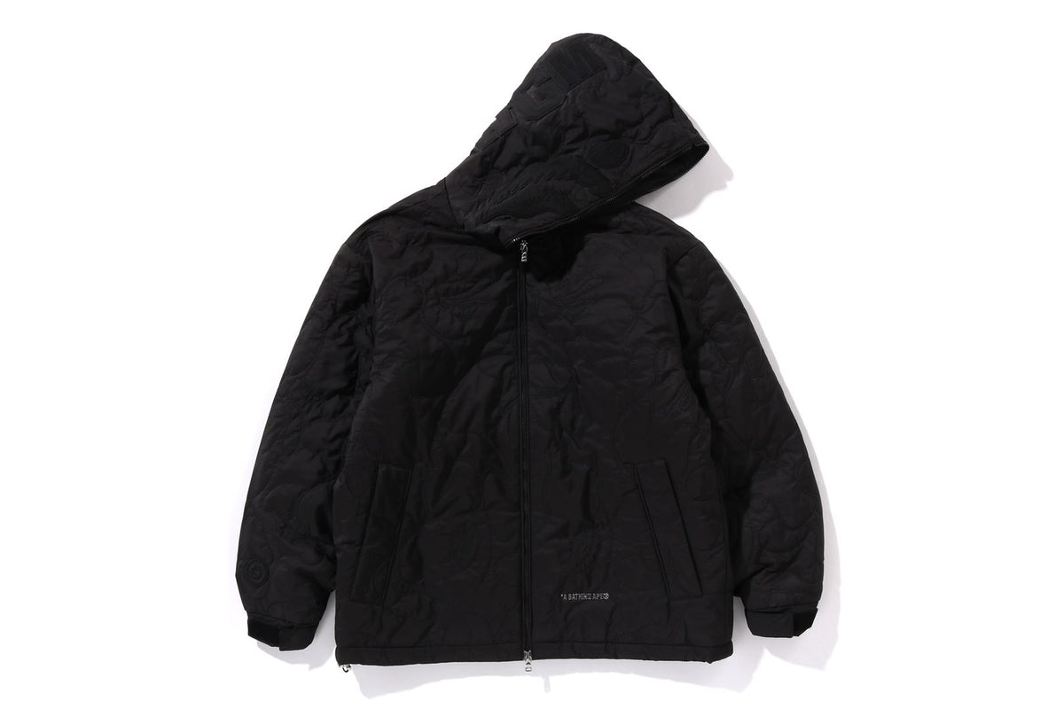 BAPE MENS BLACK CAMO QUILTED LINE SHARK FULL ZIP JACKET