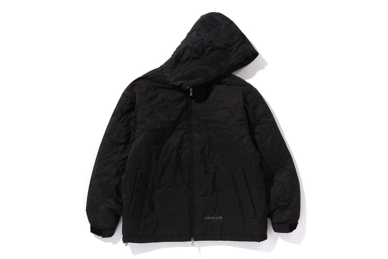 BAPE MENS BLACK CAMO QUILTED LINE SHARK FULL ZIP JACKET