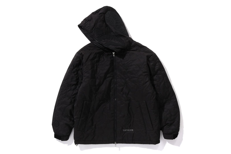 BAPE MENS BLACK CAMO QUILTED LINE SHARK FULL ZIP JACKET