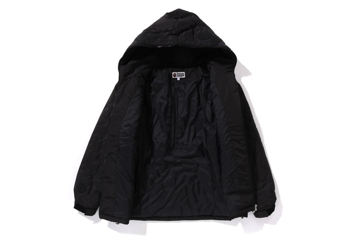 BAPE MENS BLACK CAMO QUILTED LINE SHARK FULL ZIP JACKET