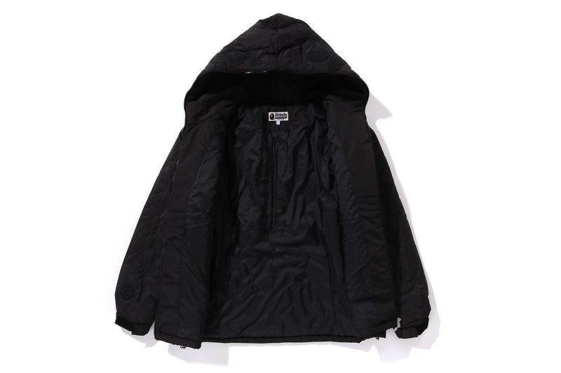 BAPE MENS BLACK CAMO QUILTED LINE SHARK FULL ZIP JACKET