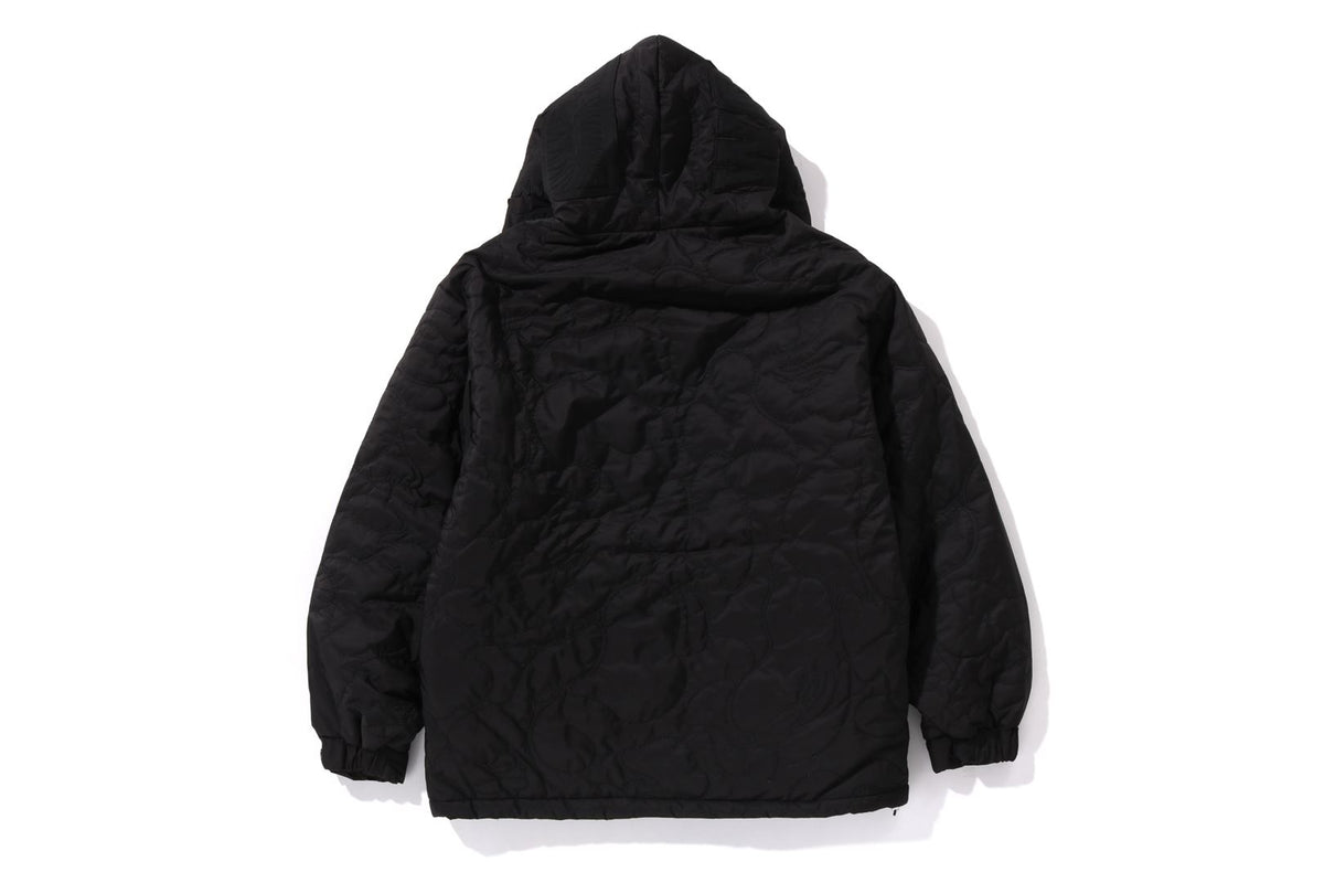 BAPE MENS BLACK CAMO QUILTED LINE SHARK FULL ZIP JACKET