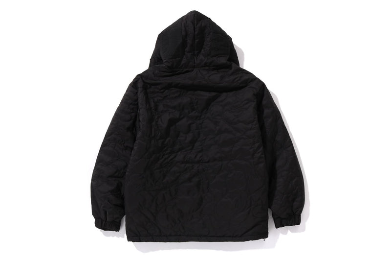 BAPE MENS BLACK CAMO QUILTED LINE SHARK FULL ZIP JACKET