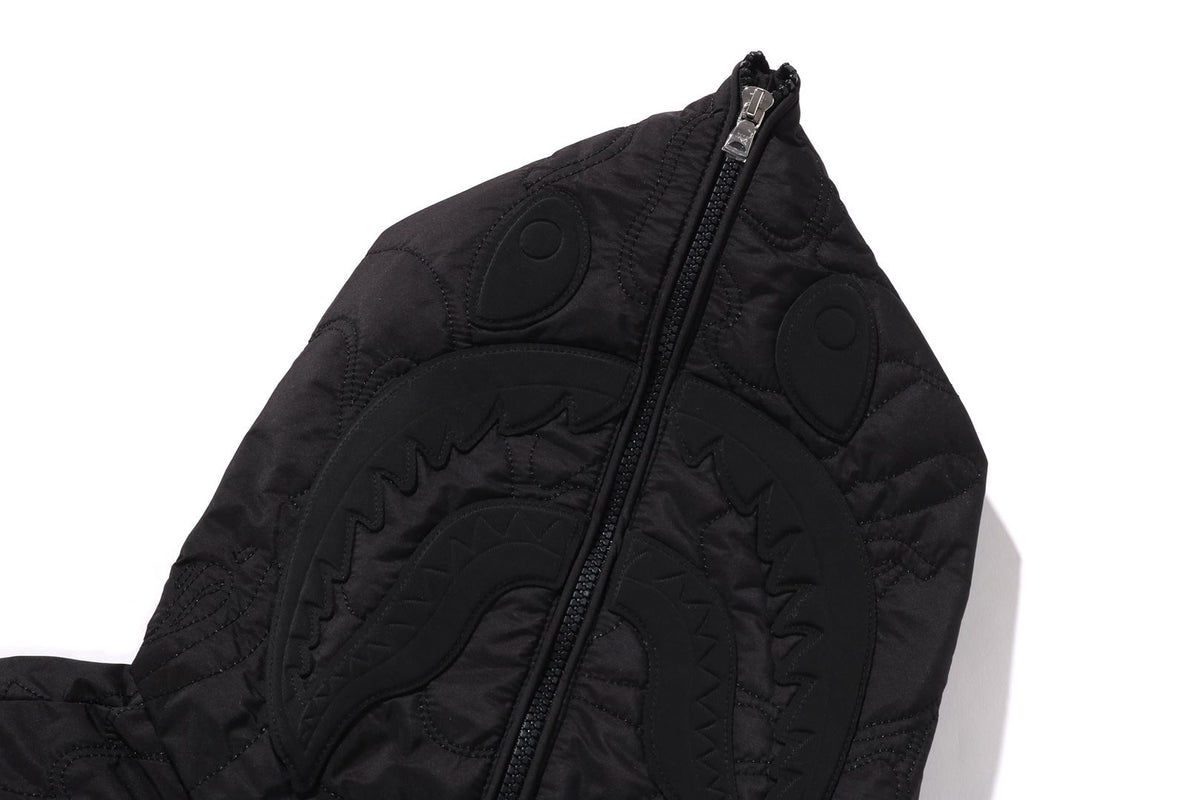 BAPE MENS BLACK CAMO QUILTED LINE SHARK FULL ZIP JACKET