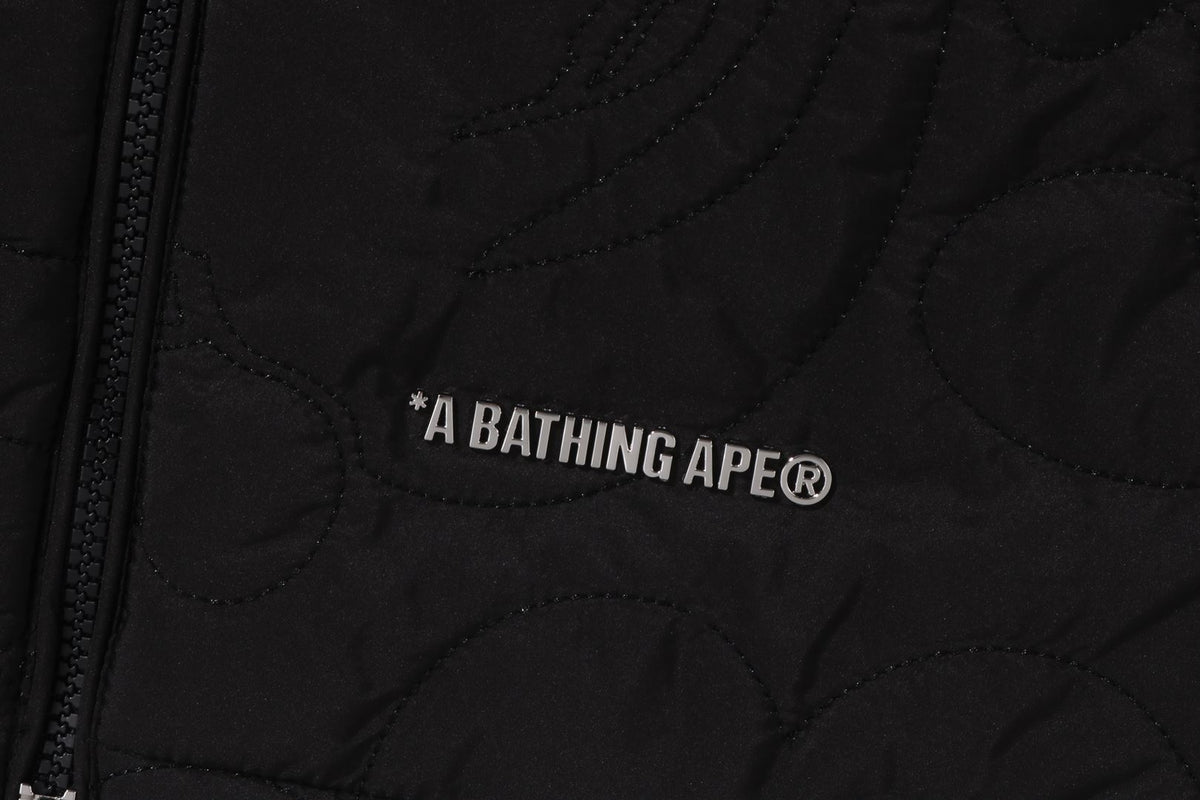 BAPE MENS BLACK CAMO QUILTED LINE SHARK FULL ZIP JACKET