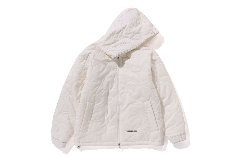 BAPE MENS BLACK CAMO QUILTED LINE SHARK FULL ZIP JACKET
