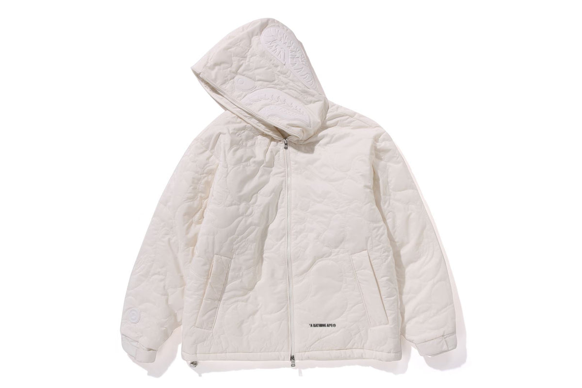 BAPE MENS BLACK CAMO QUILTED LINE SHARK FULL ZIP JACKET