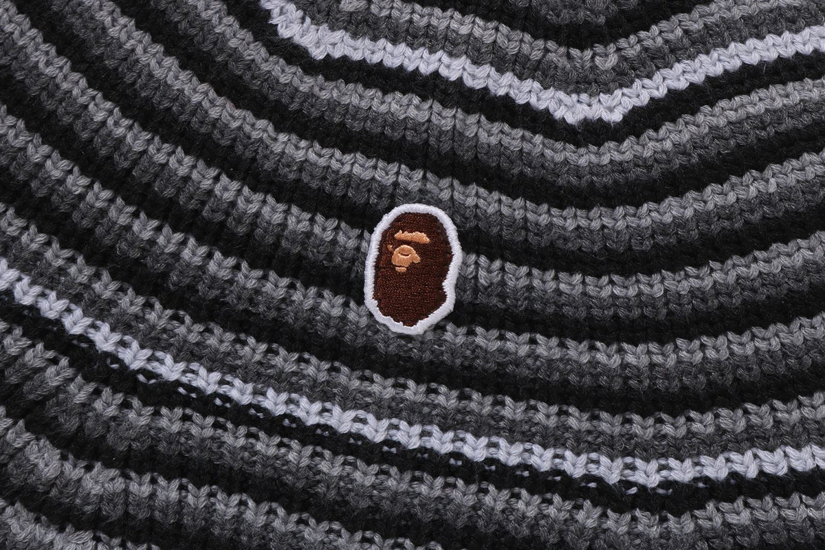 APE HEAD ONE POINT STRIPE KNIT HAT