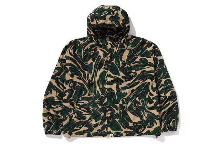 MARBLING CAMO BATHING APE LOGO NYLON HOODED JACKET