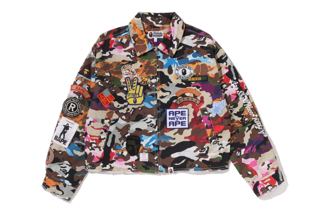 HYBRID CAMO MUTI LOGO BOXY CROPPED JACKET LADIES