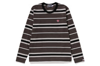 BAPE WOMENS COTTON STRIPED ONE POINT LONG SLEEVE TEE