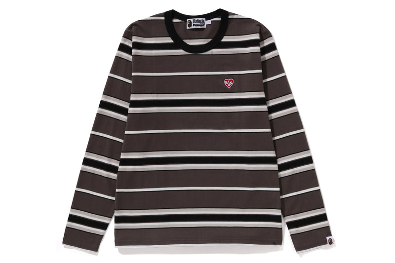 BAPE WOMENS COTTON STRIPED ONE POINT LONG SLEEVE TEE