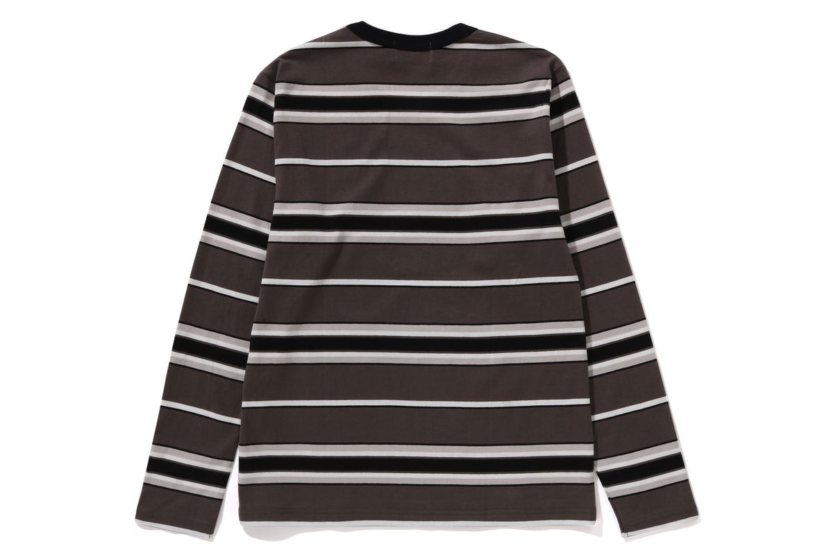 BAPE WOMENS COTTON STRIPED ONE POINT LONG SLEEVE TEE