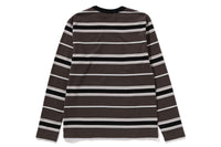 BAPE WOMENS COTTON STRIPED ONE POINT LONG SLEEVE TEE