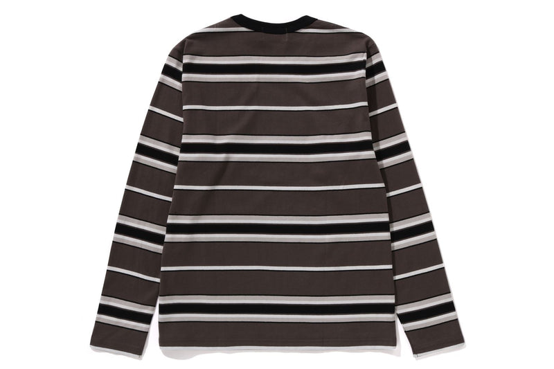BAPE WOMENS COTTON STRIPED ONE POINT LONG SLEEVE TEE