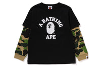 BAPE KIDS ABC CAMO COLLEGE LAYERED SLEEVES L/S T-SHIRT
