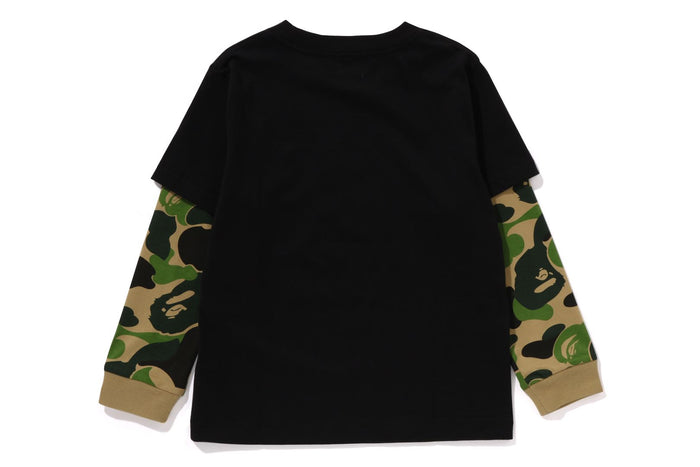 BAPE KIDS ABC CAMO COLLEGE LAYERED SLEEVES L/S T-SHIRT