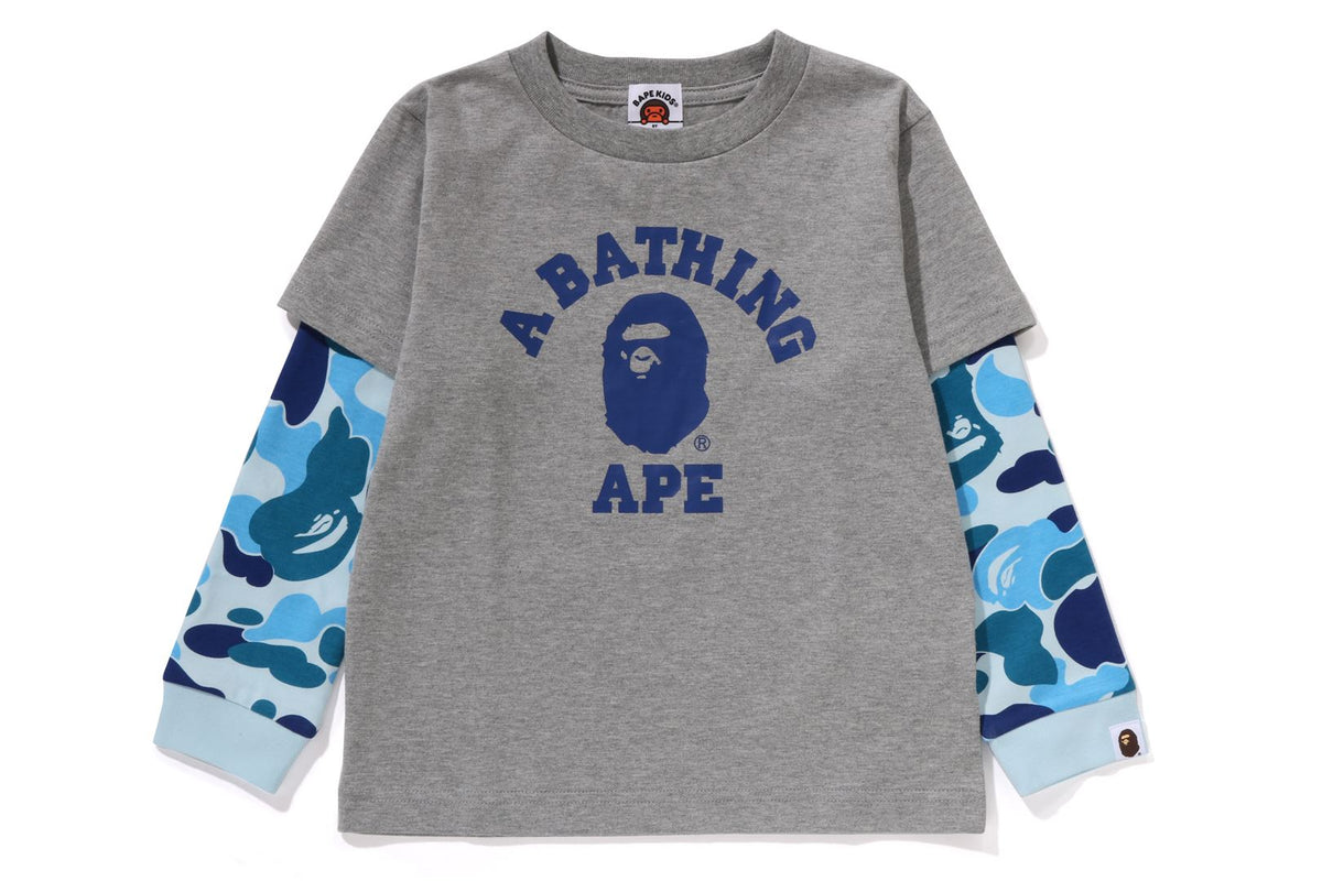 BAPE KIDS ABC CAMO COLLEGE LAYERED SLEEVES L/S T-SHIRT
