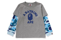 BAPE KIDS ABC CAMO COLLEGE LAYERED SLEEVES L/S T-SHIRT