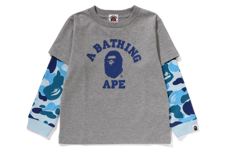 BAPE KIDS ABC CAMO COLLEGE LAYERED SLEEVES L/S T-SHIRT