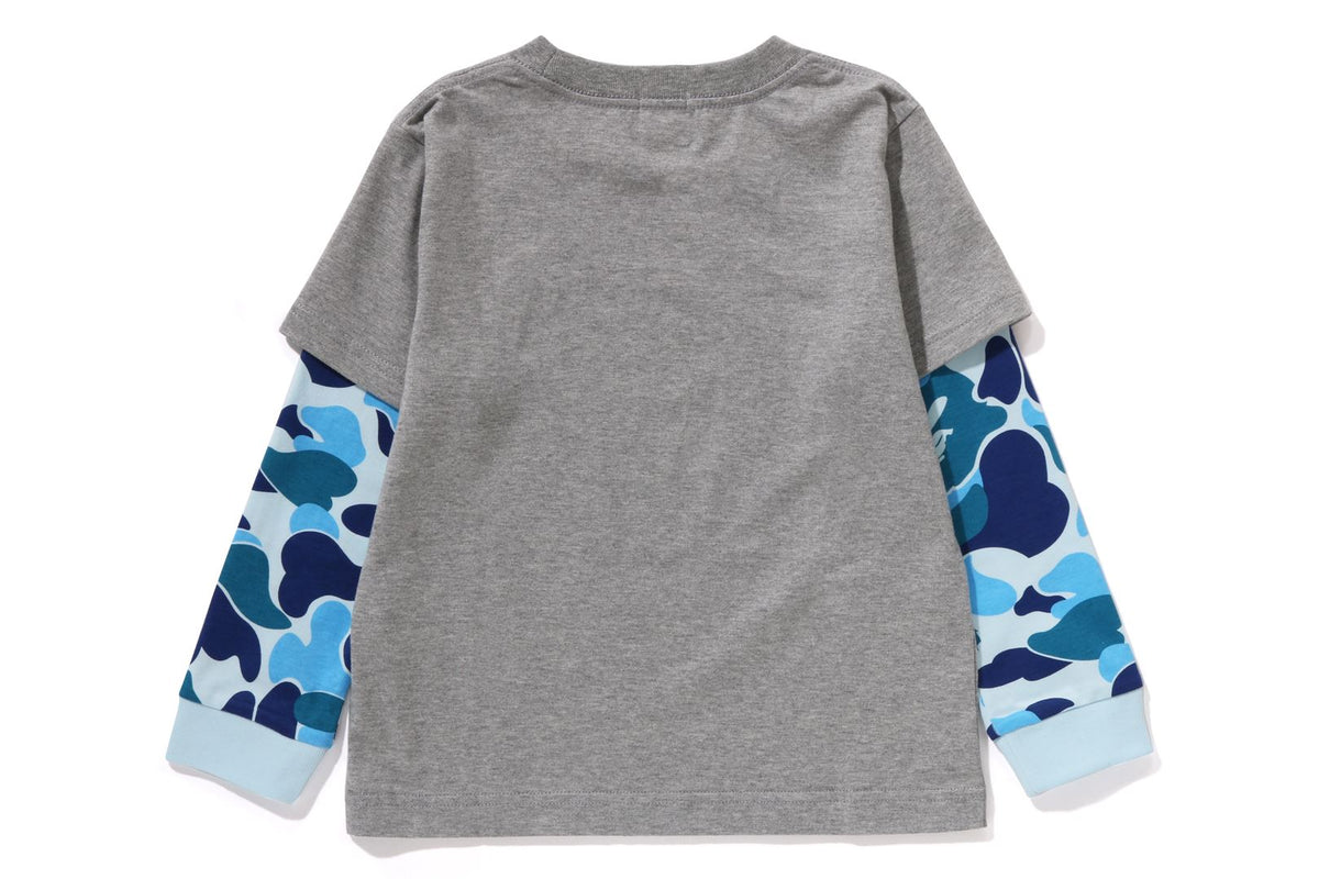BAPE KIDS ABC CAMO COLLEGE LAYERED SLEEVES L/S T-SHIRT